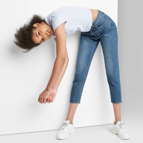 wild fable Denim - Women's Super-High Rise Mom Taper Jeans - Wild Fable™ Medium Blue 00